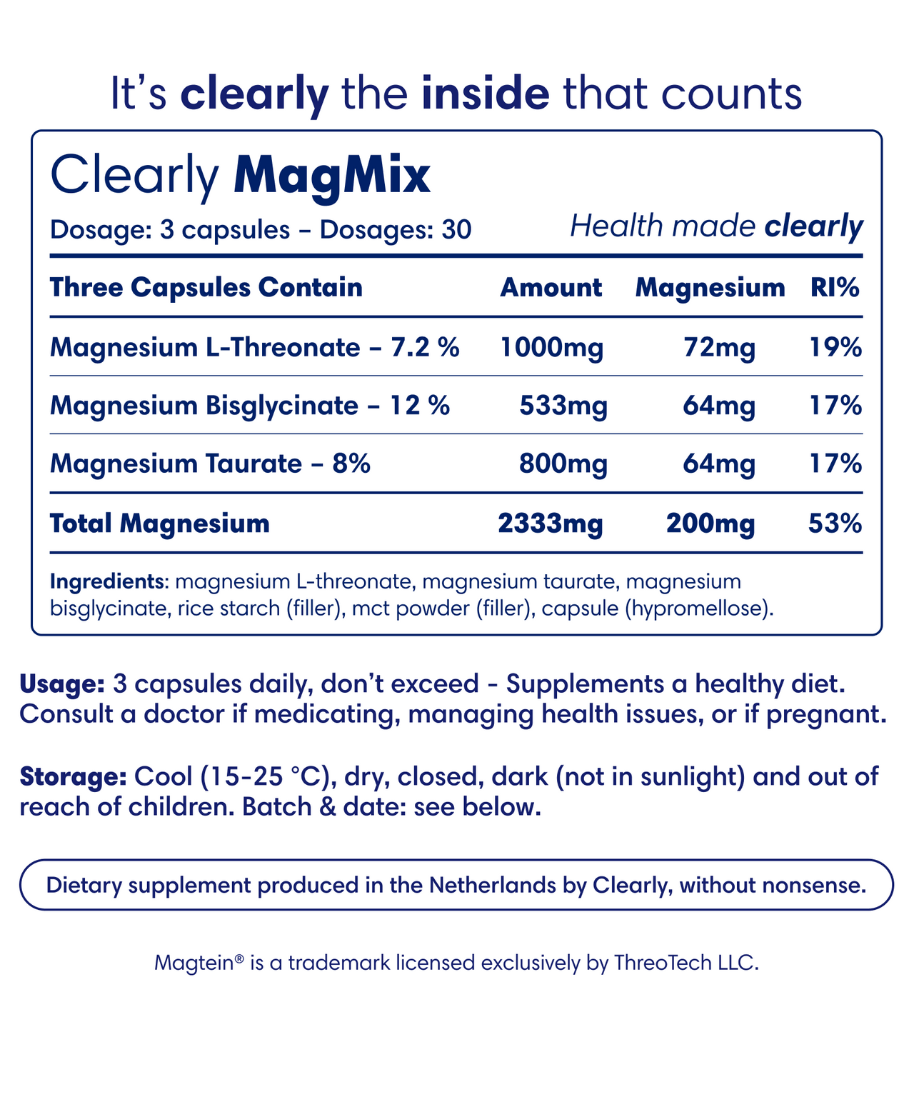 Magnesium mix product label.